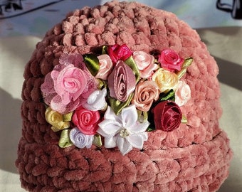 CRÈME BRULEE Collection Plush Velvet Embellished HAT - Baby Hat - Toddler Hat