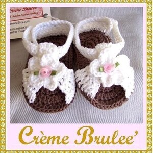 The Cutest Thing Ever - Creme Brulee HAND Crocheted Summer Sandal for Baby 0-11 mos (size 1 and 2)