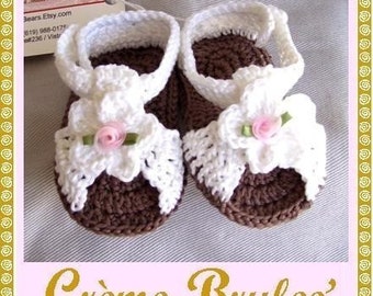 The Cutest Thing Ever - Creme Brulee HAND Crocheted Summer Sandal pour bébé 0-11 mois (taille 1 et 2)