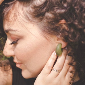Olive Green Frosted Chunky Snail Shell Lucite Hoop Earring