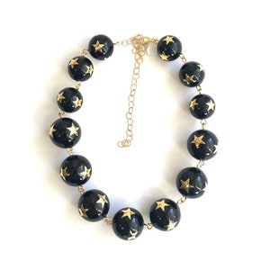 Black & Gold Superstar Beaded Amelia Necklace