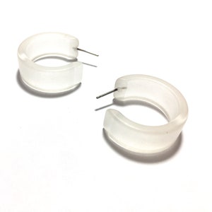 Clear Frosted Wide Classic Hoops | vintage lucite hoop earrings | sustainable acrylic jewelry Leetie Lovendale
