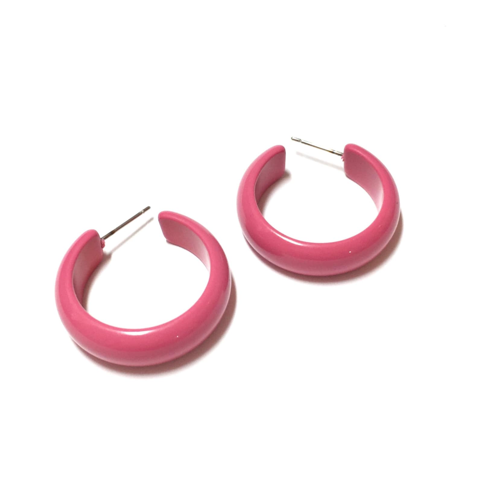 Pink Hoop Earrings Perfect Pink Retro Hoops Vintage Lucite Etsy