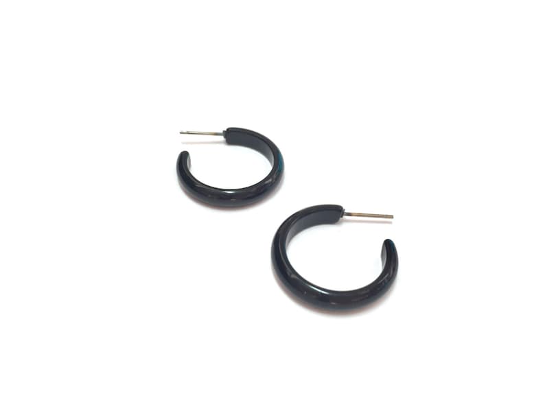 Black Hoop Earrings Skinny Perfect Hoop Earrings in Jet Etsy