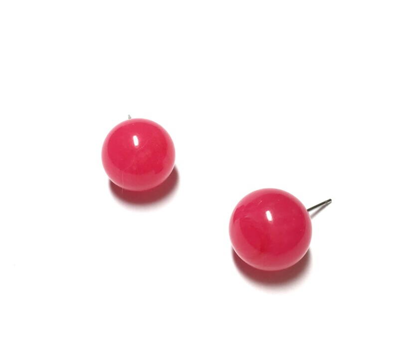 Bright Fuchsia Studs Marbled Hot Pink Stud Earrings Etsy Norway