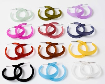 Phoenix Frosted Hoop Earrings - Hand-Dyed Colorful Vintage Deadstock Hoops