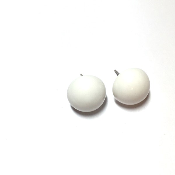 White Stud Earrings | White Studs | Retro Button Earrings | vintage lucite post earrings