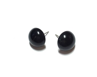 Black Retro Button Stud Earrings