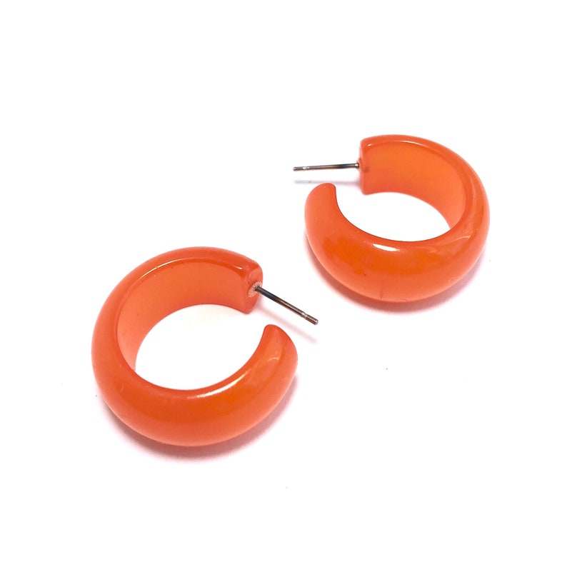 Orange Moonglow Lucite Hoop Earrings Sustainable Vintage Etsy