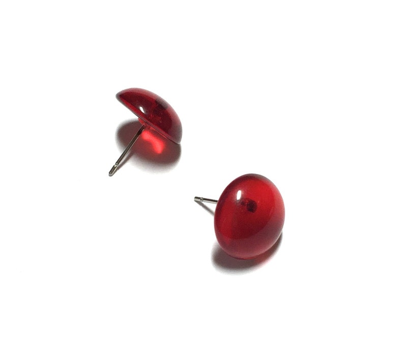 Red Stud Earrings Ruby Red Studs Retro Button Earrings - Etsy