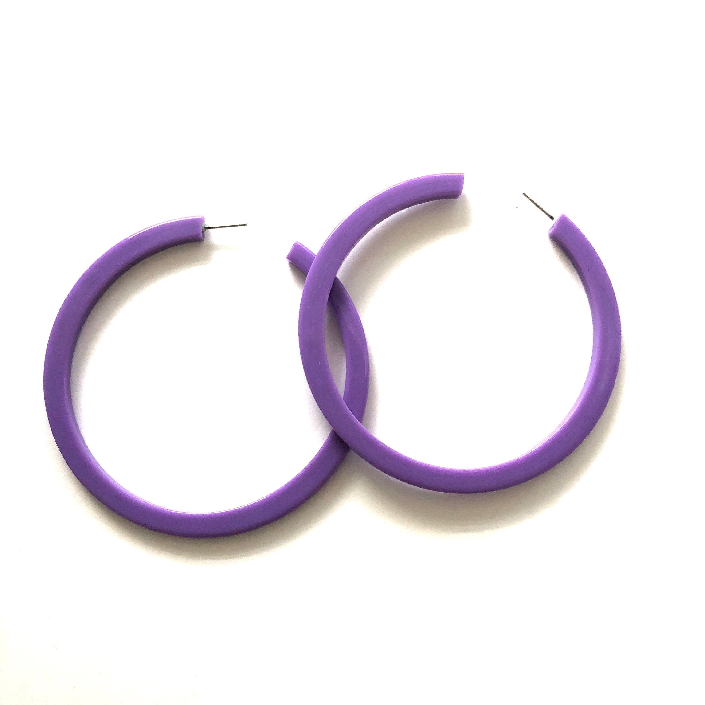 Purple Lavender Bangle Hoop Earrings 3 Inch Vintage Lucite | Etsy