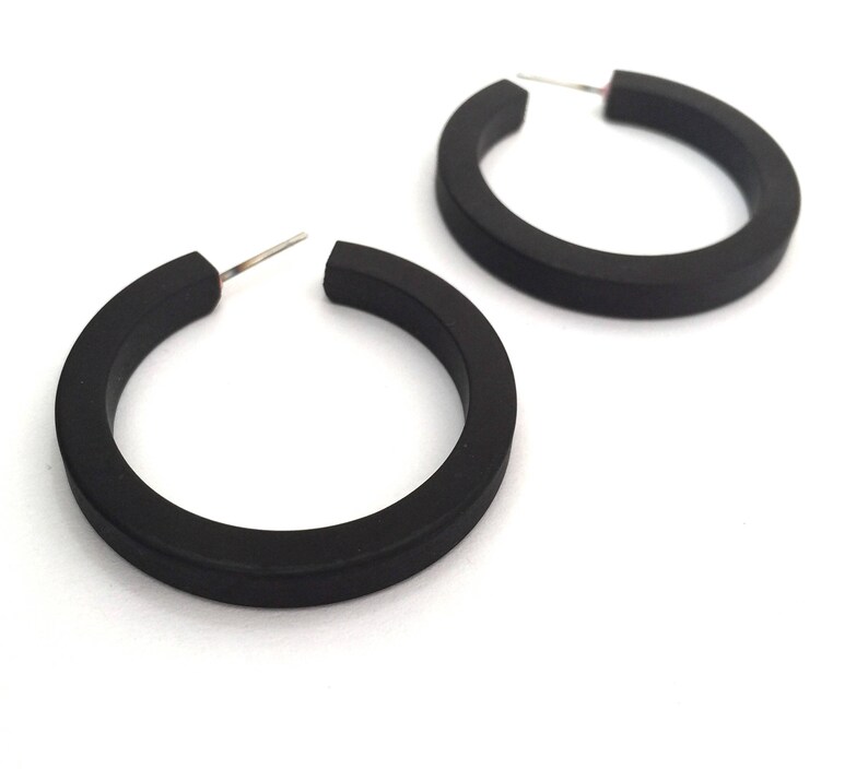 Black Hoop Earrings Jet Black Matte Acrylic Classic Hoops Etsy Australia