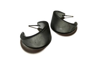 Charcoal Grey Small Hoop Earrings | The Small Marilyn Hoop | frosted lucite hand made with vintage goods