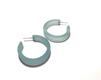 Teal Frosted Small Classic Hoop Earrings