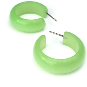 Lime Green Hoop Earrings Green Hoops Vintage Lucite Moonglow Simple ...