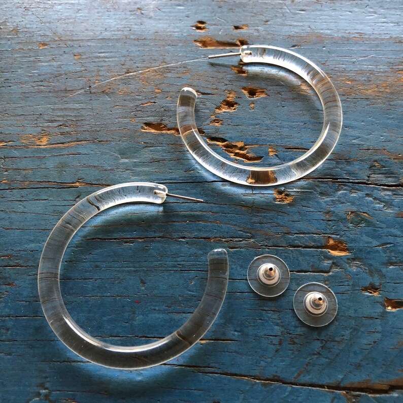 Huge Clear Large Statement Hoop Earrings 2 inch Acrylic Etsy
