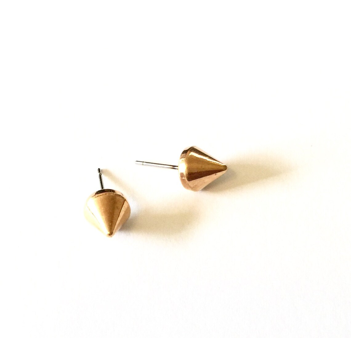 Bronze Spike Studs Stud Earrings Metallic Gold Faceted Etsy