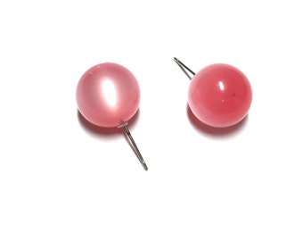 Pink Moonglow Ball Stud Earrings