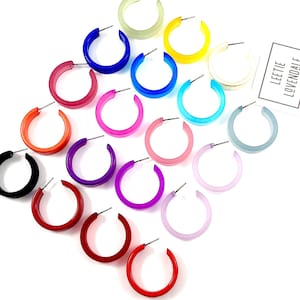 Chandler Hoop Earrings - vintage lucite & hand dyed hoops in loads of frosted colors