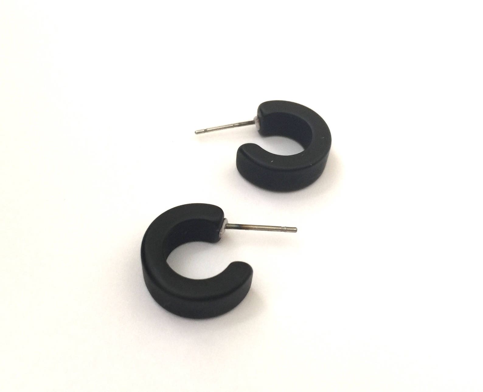Small Black Hoops Tiny Jet Black Hoop Earrings Matte Black | Etsy