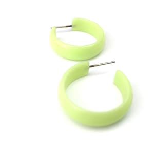 Green Hoop Earrings | Neon Mint Green Simple Hoops | vintage lucite hoop earrings