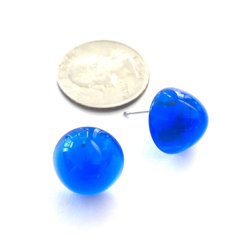 Aqua Blue Gumdrop Stud Earrings image 3