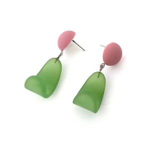 Sea Glass Green & Mauve Petal Drop Earrings