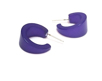 Cobalt Blue Moonglow Mini Boom Hoop Earrings