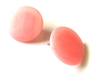 Pink Stud Earrings | Pink Disc Studs in Matte Marbled Lucite | vintage lucite button post earrings