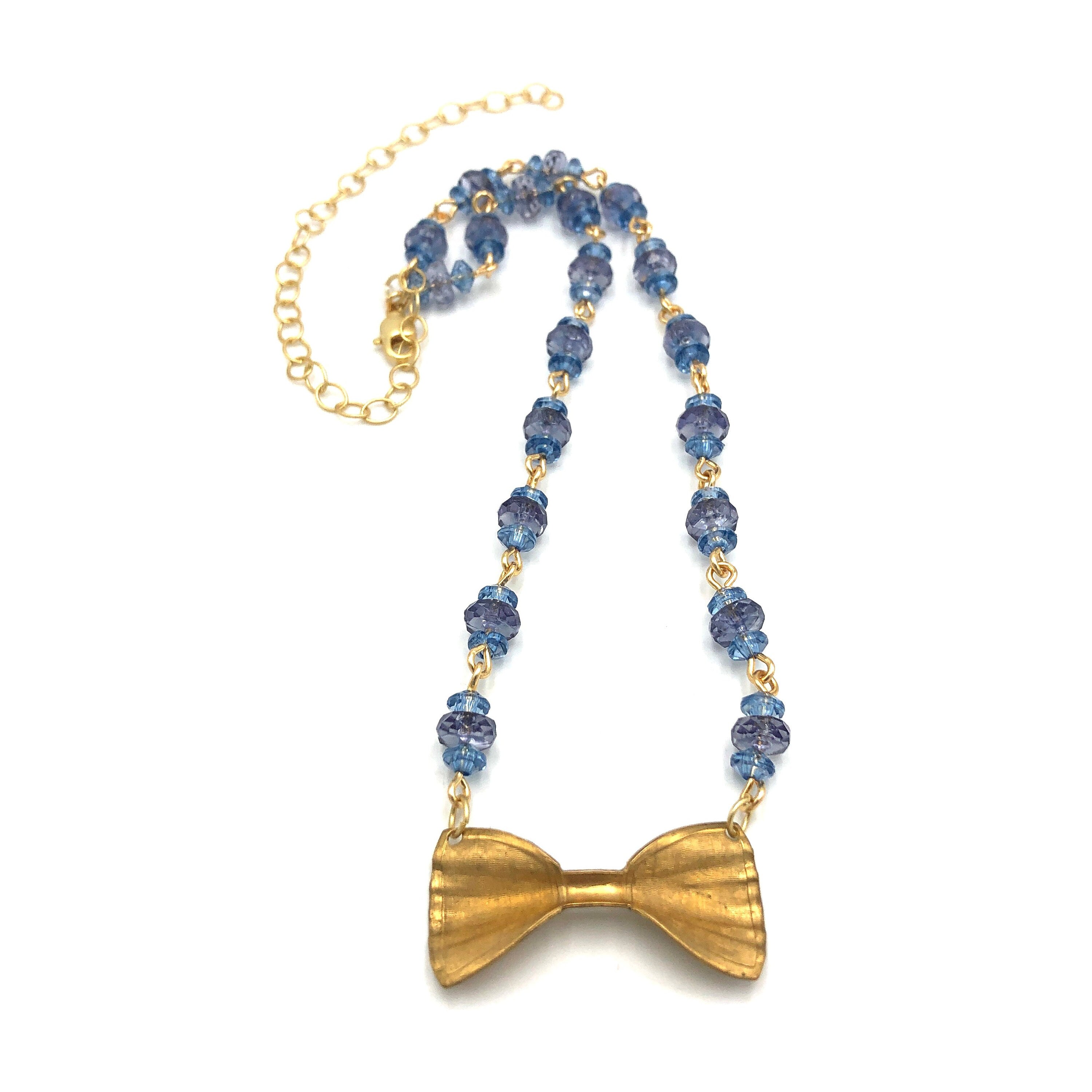 Elegant Navy Bow Brooch Necklace with Gold Accent - Women Accessories MOHSILY Adjustable Bowtie Set, 5 Pcs Mens Bow Ties with 5  main image 3