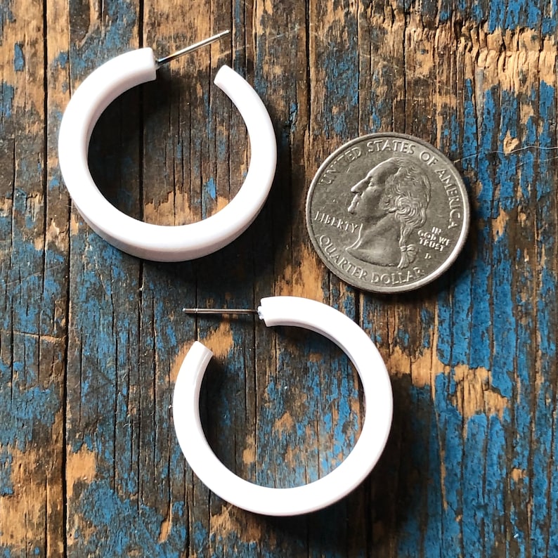 White Hoop Earrings Vintage Style Acrylic Lola Hoops with Etsy