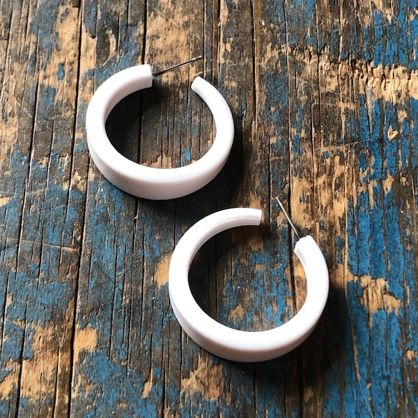 White Lola Hoop Earrings