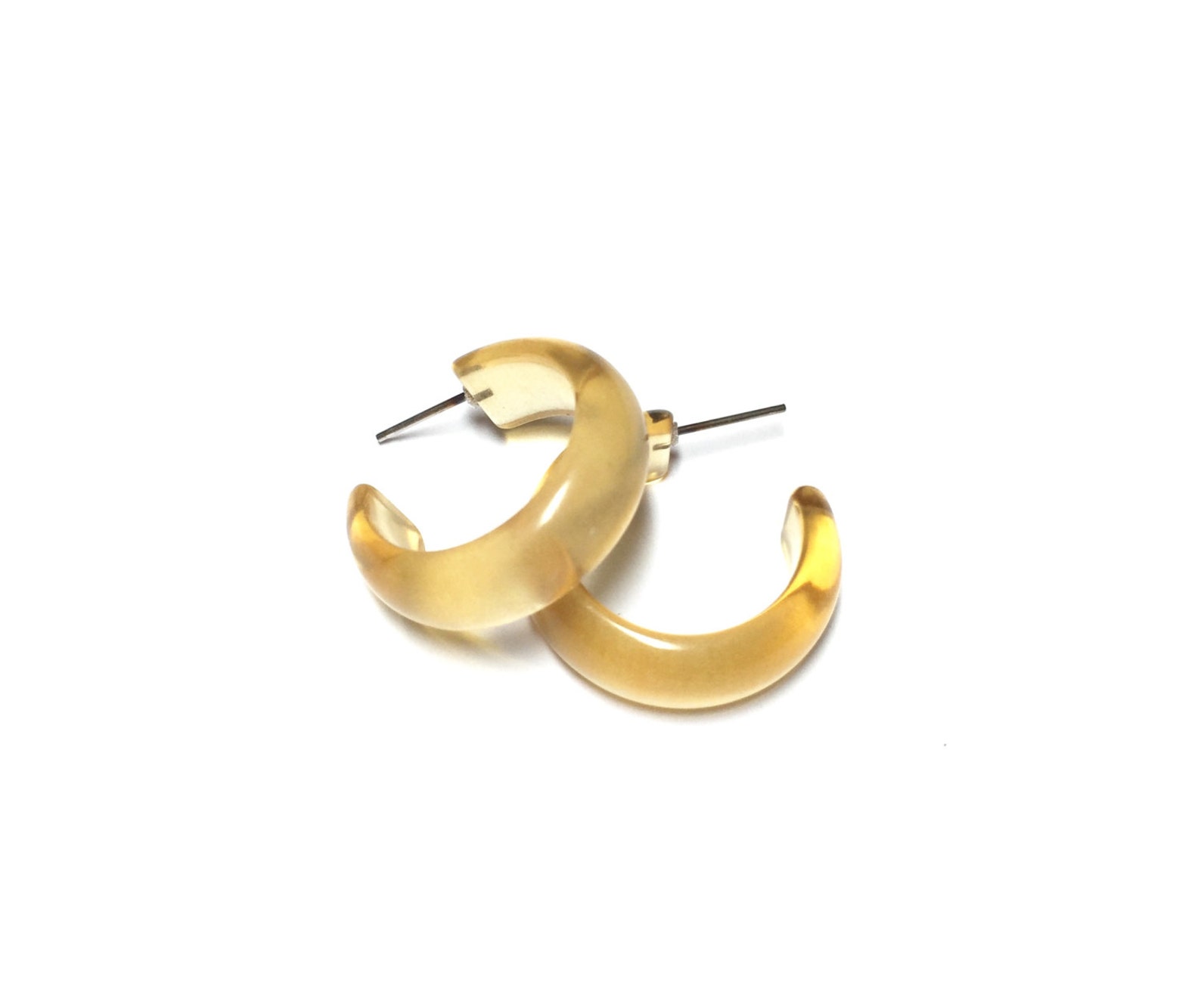 Champagne Hoop Earrings Pale Yellow Hoops Vintage Lucite - Etsy