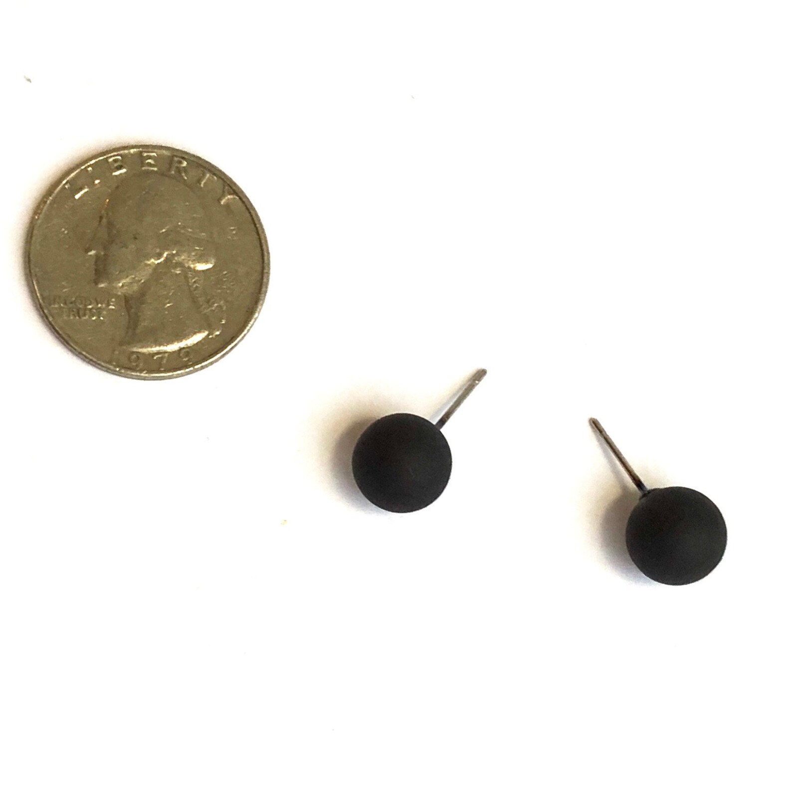 Black Matte Lucite Ball Stud Earrings Sustainable Vintage Etsy