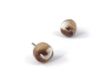 Ivory Beige Swirl Stud Earrings