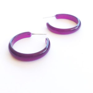 Purple Hoop Earrings Dark Purple Moonglow Skinny Perfect | Etsy