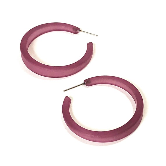 Amethyst Purple Frosted Lucite Tapered Thin Phoenix Hoop - Etsy