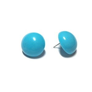 Turquoise Studs | Retro Button Studs | Lucite Post Earrings | Domed Disc Cabochon Studs by Leetie
