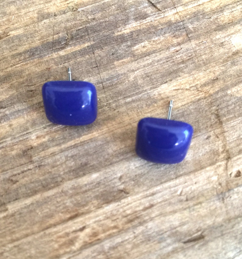 Navy Blue Square Stud Earrings Navy Blue Studs Lucite Etsy