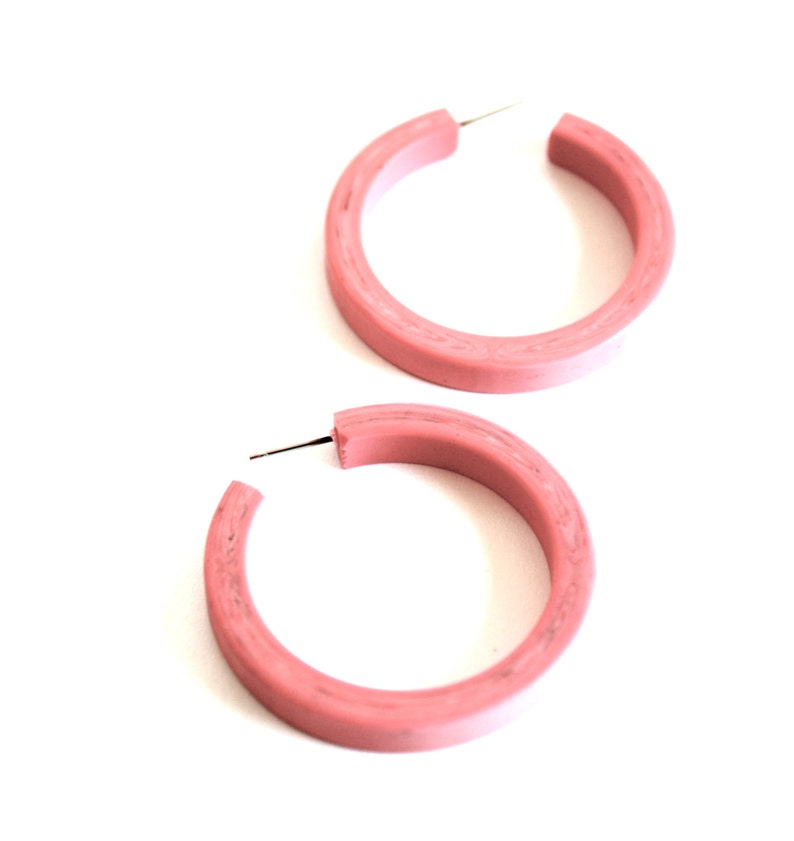 Pink Hoop Earrings Marbled Soft Pink Hoops Rose Matte - Etsy