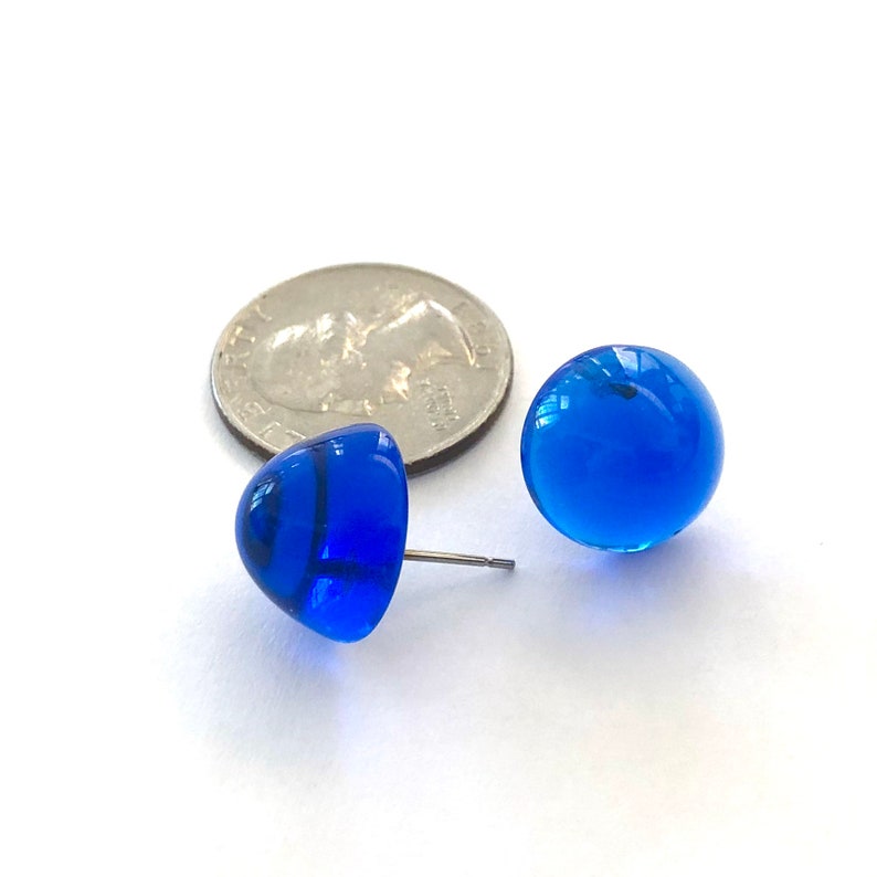 Aqua Blue Gumdrop Stud Earrings image 4