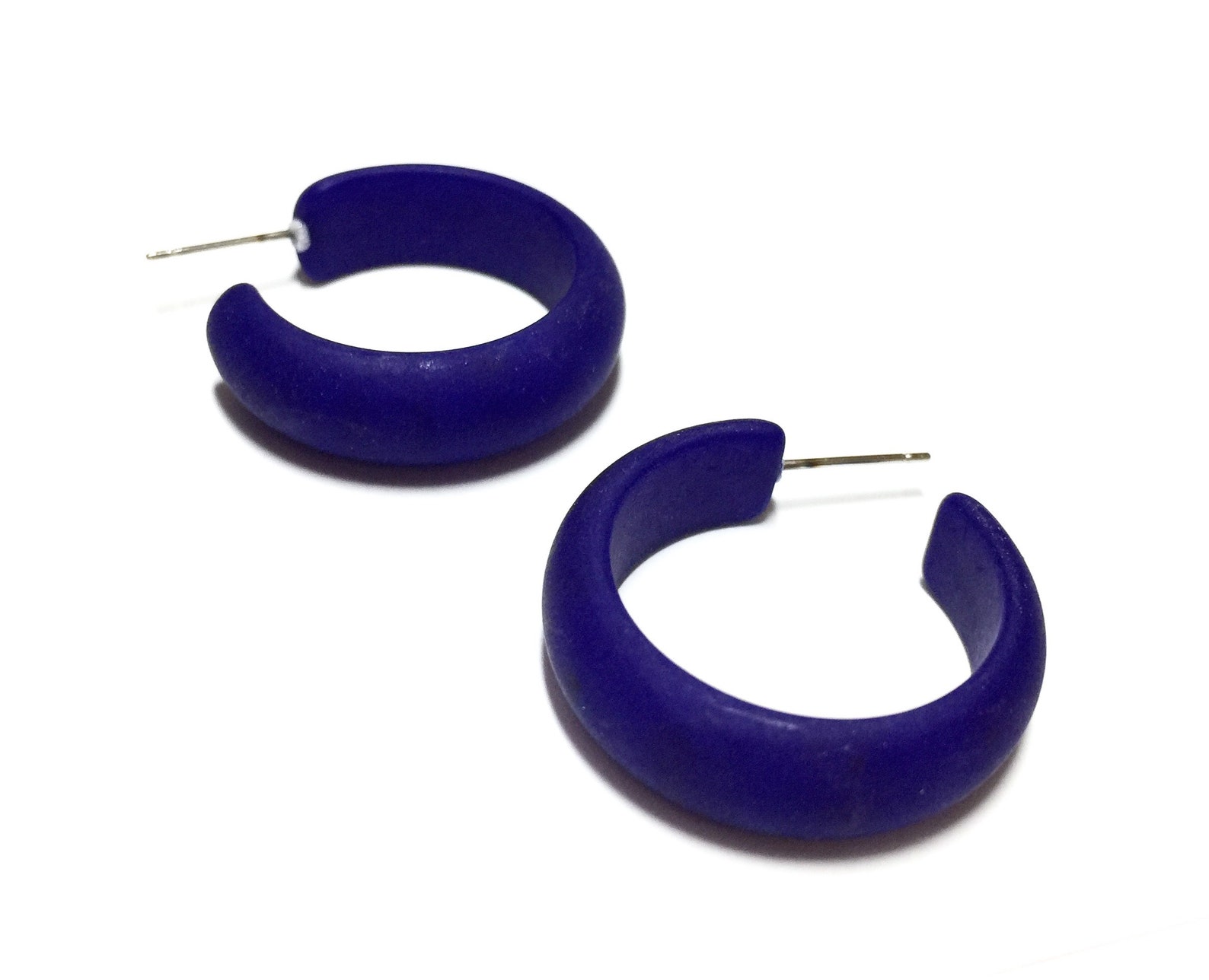 Cobalt Blue Hoop Earrings Blue Frosted Matte Lucite Hoops | Etsy