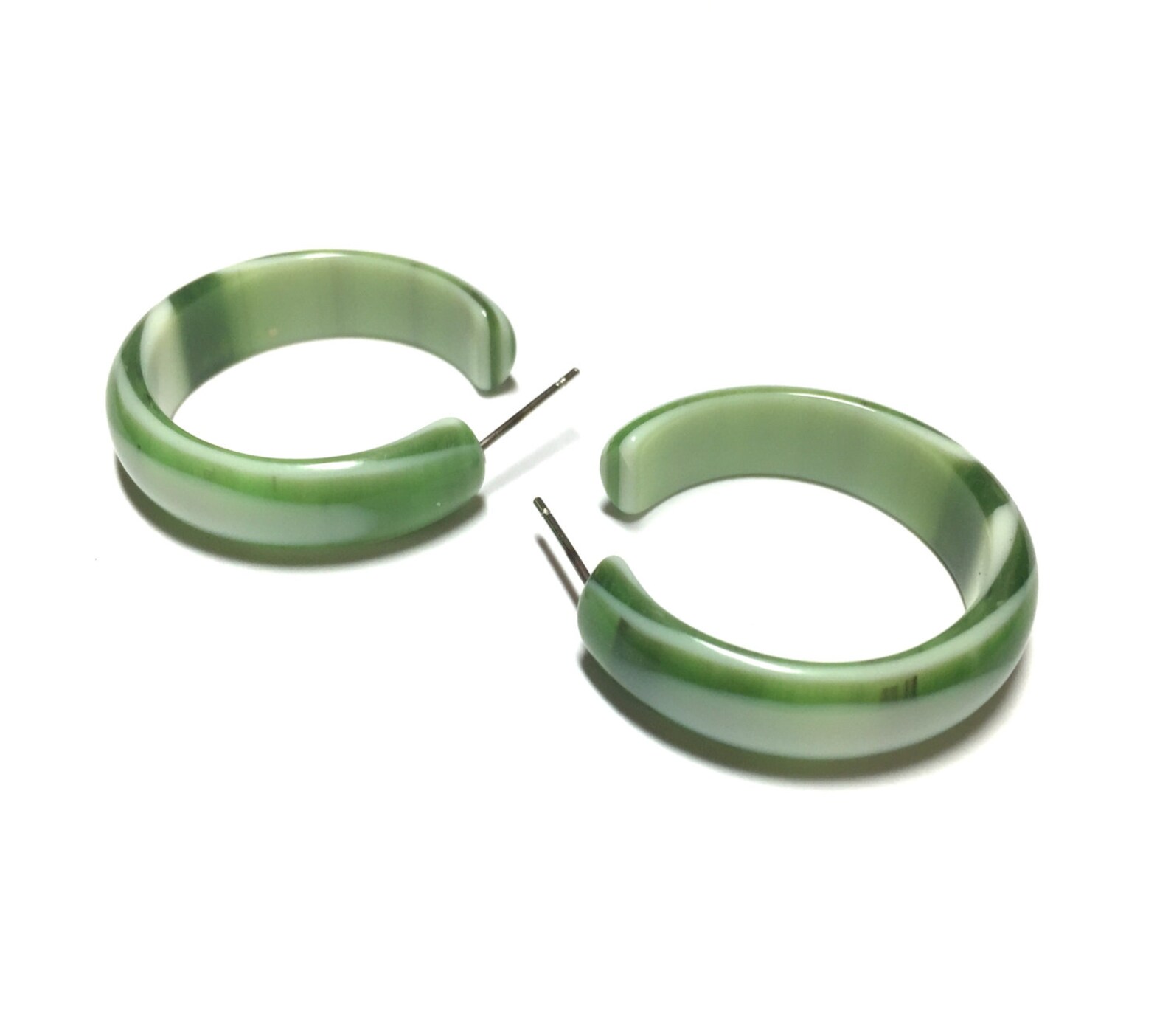 Green Agate Hoop Earrings main image 0