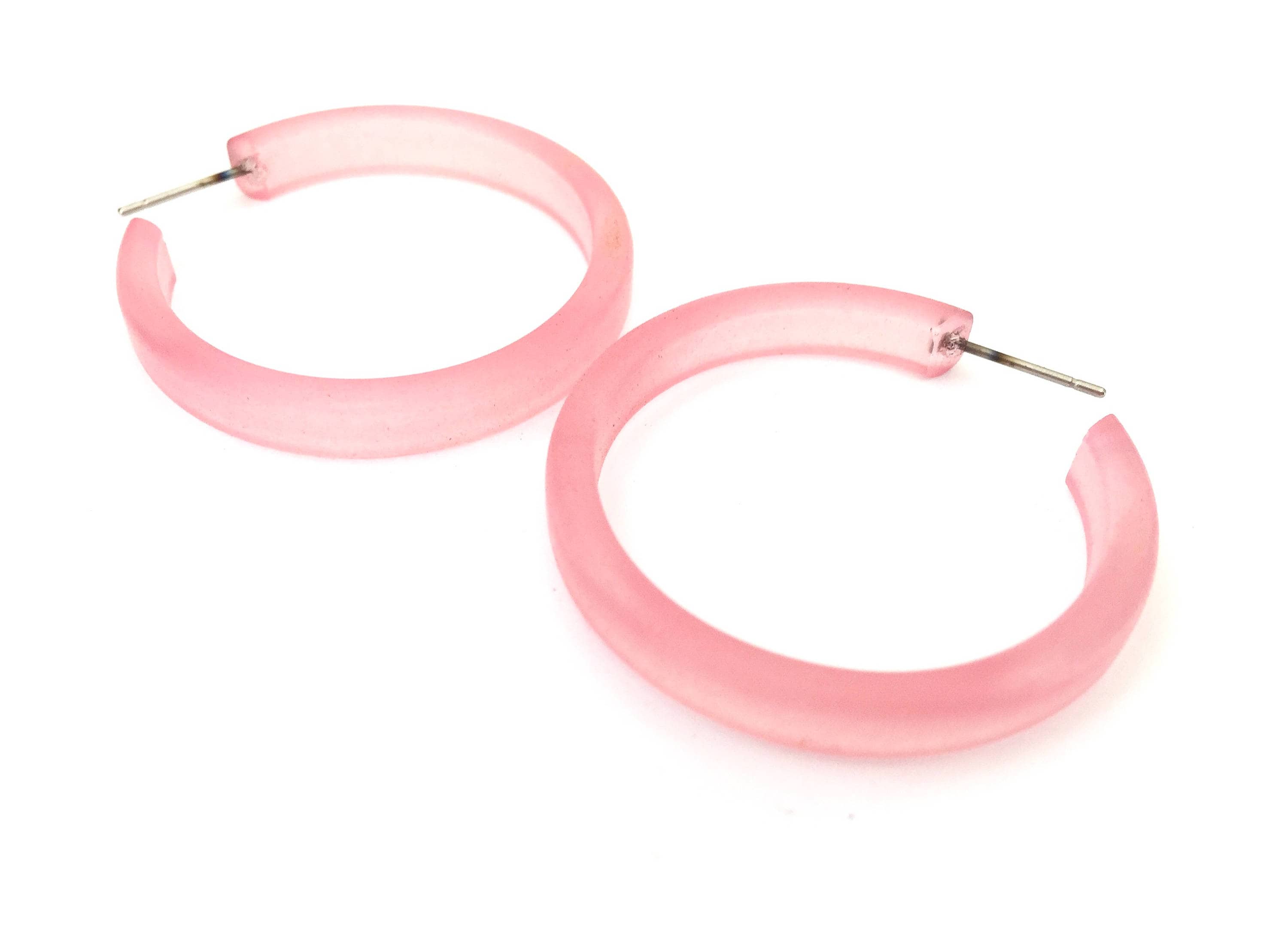 Pink Hoop Earrings Light Pink Frosted Hoops pastel pink Etsy