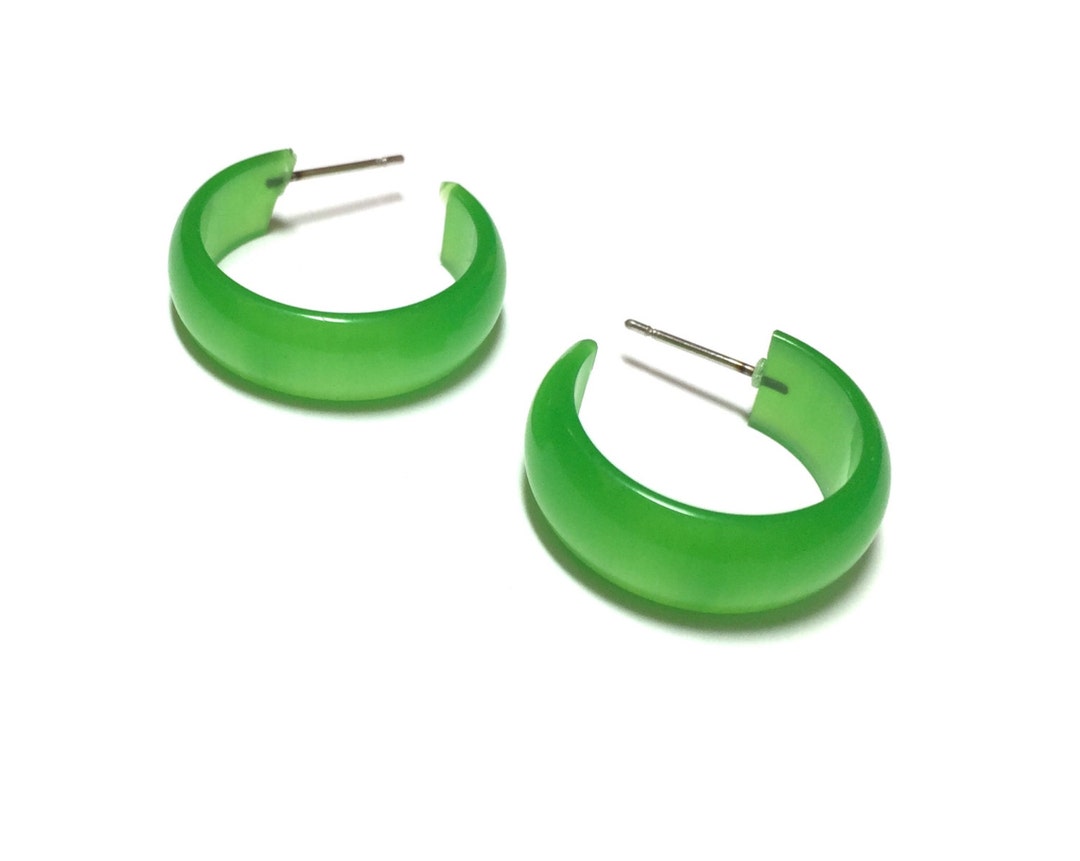 Bright Green Hoops Raw Moonglow Lucite Vintage Lucite Kelly Green ...