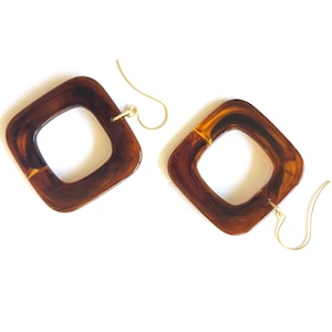 Tortoise Deco Quadrat Donut Große Acryl baumeln Tropfen Ohrringe