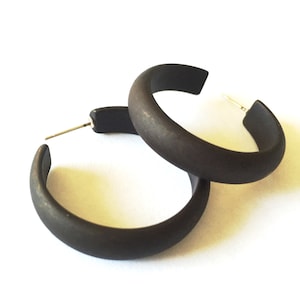 Black Matte Midi Lucite Hoop Earrings - vintage hoops with surgical steel