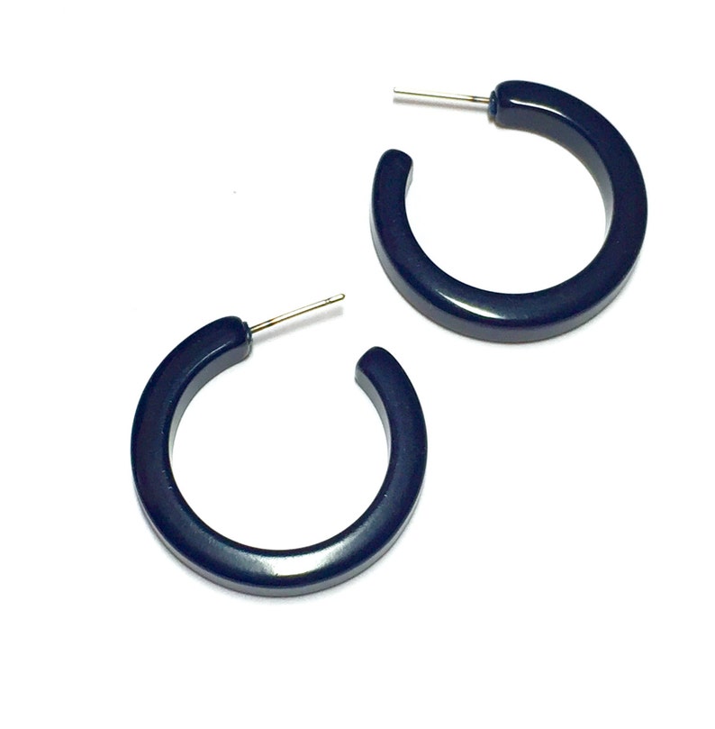 Navy Blue Hoops Blue Hoop Earrings Dark Blue Lucite Hoop | Etsy