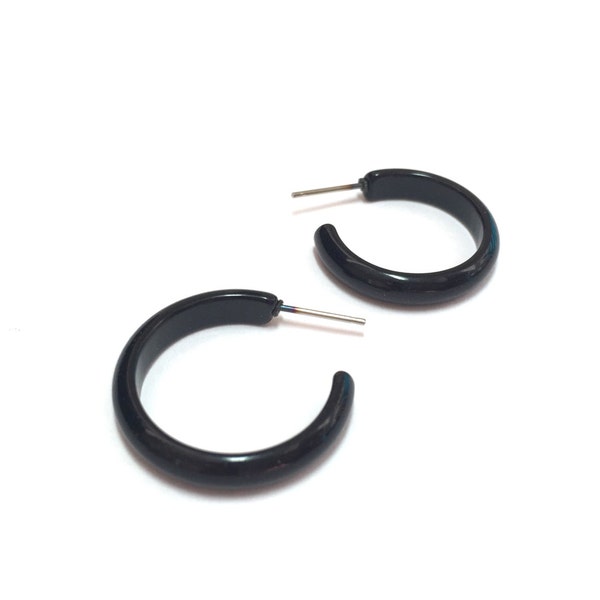 Black Hoop Earrings - Etsy
