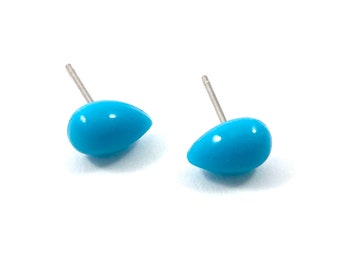 Turquoise Teardrop Lucite Stud Earrings